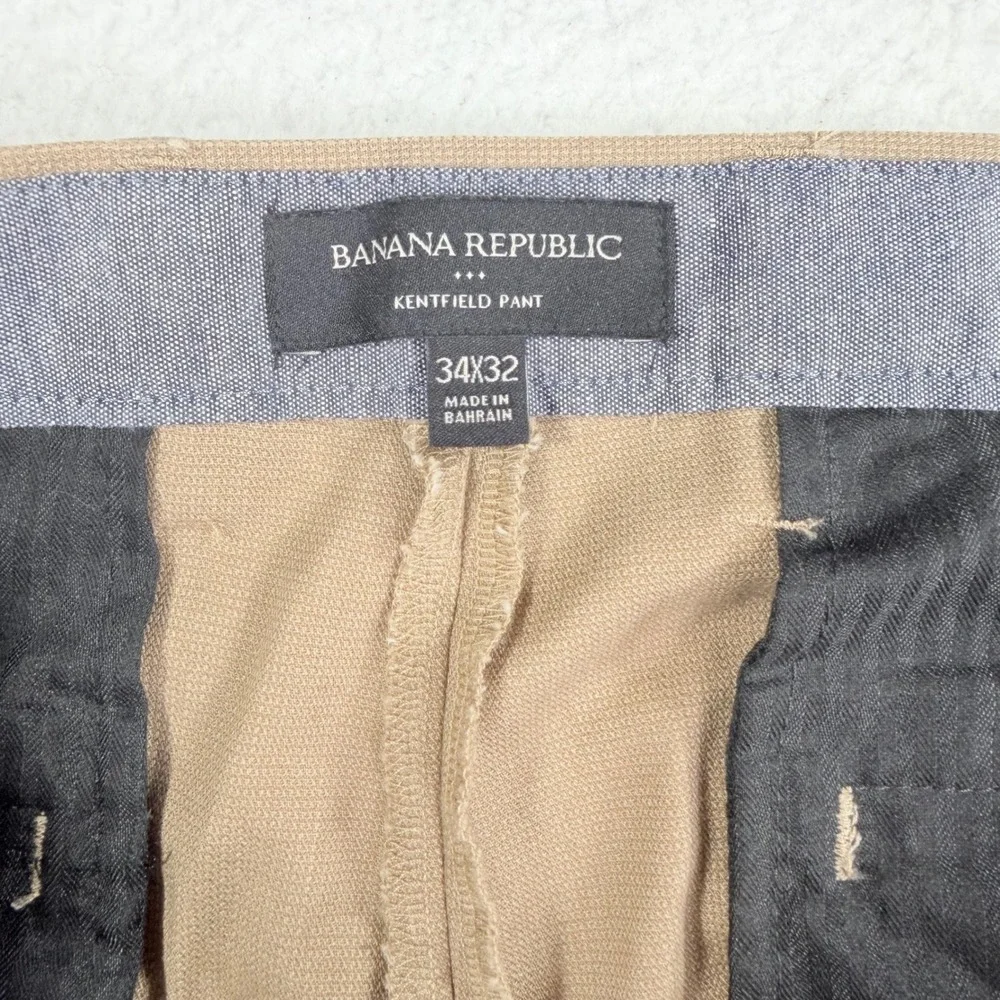 Banana Republic Kentfield Pant Men 34x32 Khaki Tan Cotton Blend Chino Straight